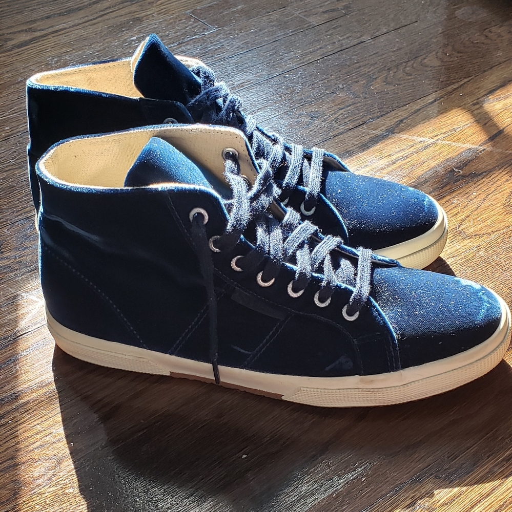 Superga: The Man Repeller Blue Velvet Sneakers